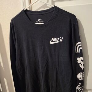 Nike Mens Have A Nike Day Long Sleeve Graphic T-Shirt Black Size Medium M